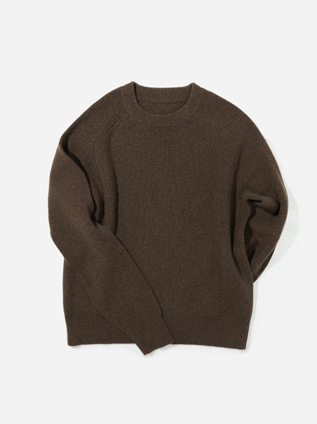 Brown Merino Wool Cashmere Crewneck