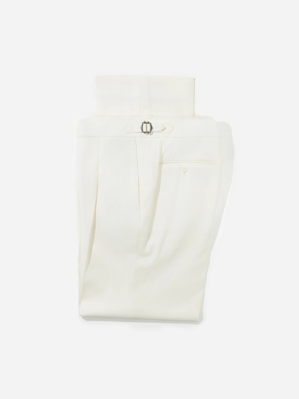 Duca Trouser Bone White Wool (Wide Fit)