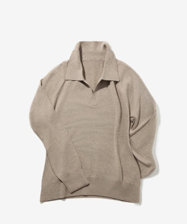 Taupe Merino Wool Cashmere Polo Shirt